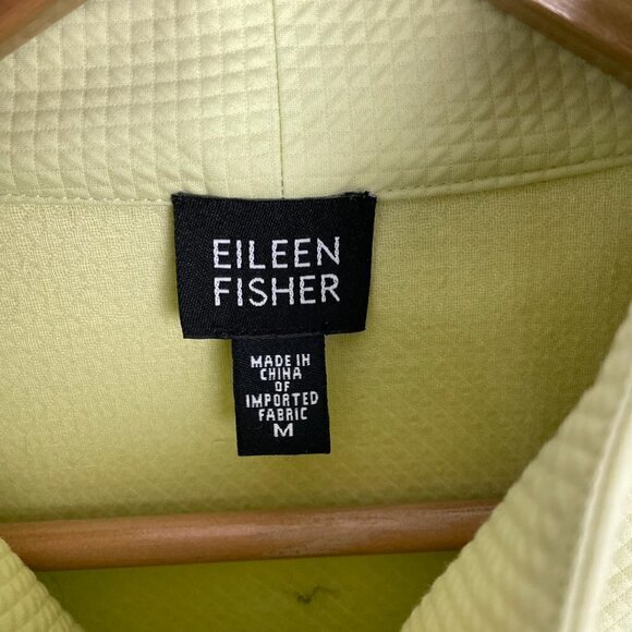 Eileen Fisher Full Zip Collared Lightweight Textured Jacket Yellow Green M - Picture 2 of 3